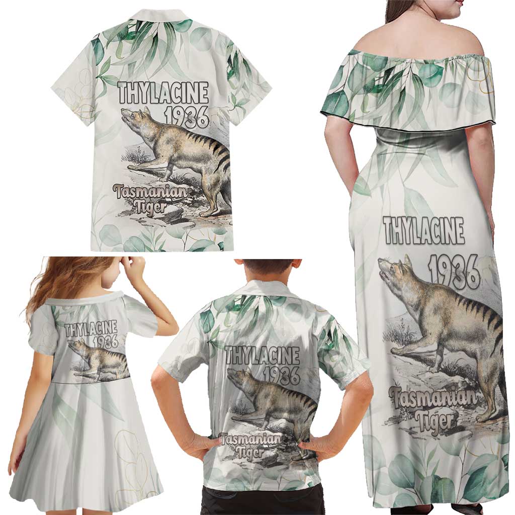 Australia Tasmanian Tiger Family Matching Off Shoulder Maxi Dress and Hawaiian Shirt Memorial 1936 Thylacine - Aussie Hoodie