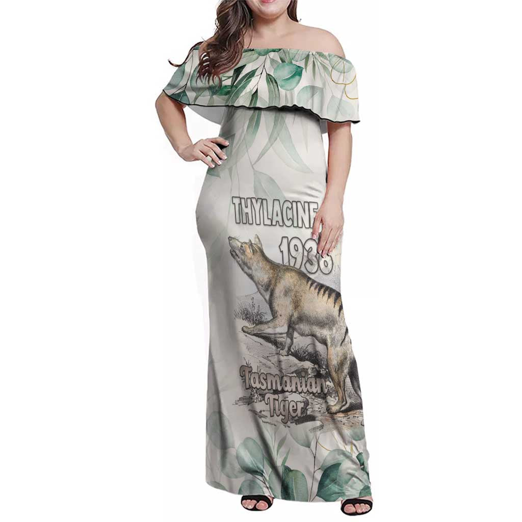 Australia Tasmanian Tiger Family Matching Off Shoulder Maxi Dress and Hawaiian Shirt Memorial 1936 Thylacine - Aussie Hoodie