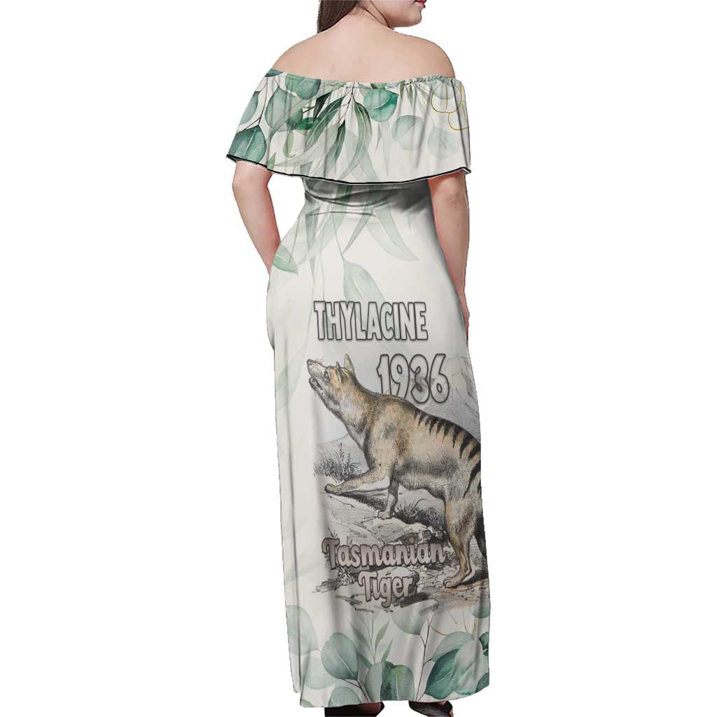 Australia Tasmanian Tiger Family Matching Off Shoulder Maxi Dress and Hawaiian Shirt Memorial 1936 Thylacine - Aussie Hoodie