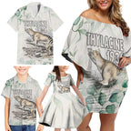 Australia Tasmanian Tiger Family Matching Off Shoulder Short Dress and Hawaiian Shirt Memorial 1936 Thylacine - Aussie Hoodie