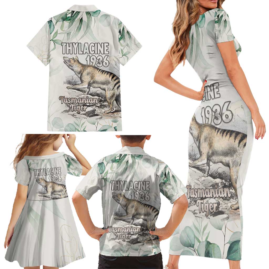 Australia Tasmanian Tiger Family Matching Short Sleeve Bodycon Dress and Hawaiian Shirt Memorial 1936 Thylacine - Aussie Hoodie