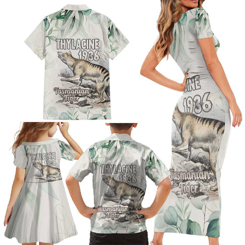 Australia Tasmanian Tiger Family Matching Short Sleeve Bodycon Dress and Hawaiian Shirt Memorial 1936 Thylacine - Aussie Hoodie
