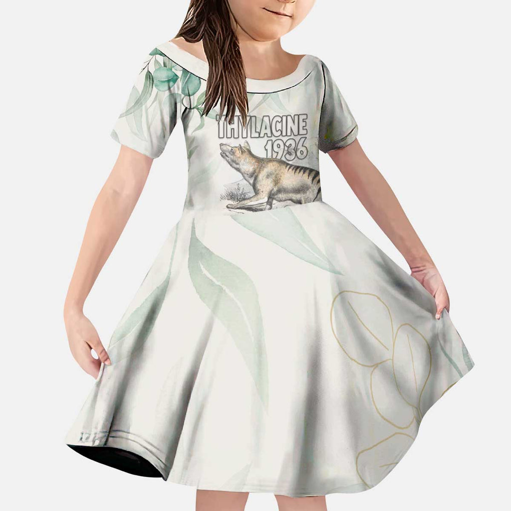Australia Tasmanian Tiger Kid Short Sleeve Dress Memorial 1936 Thylacine - Aussie Hoodie