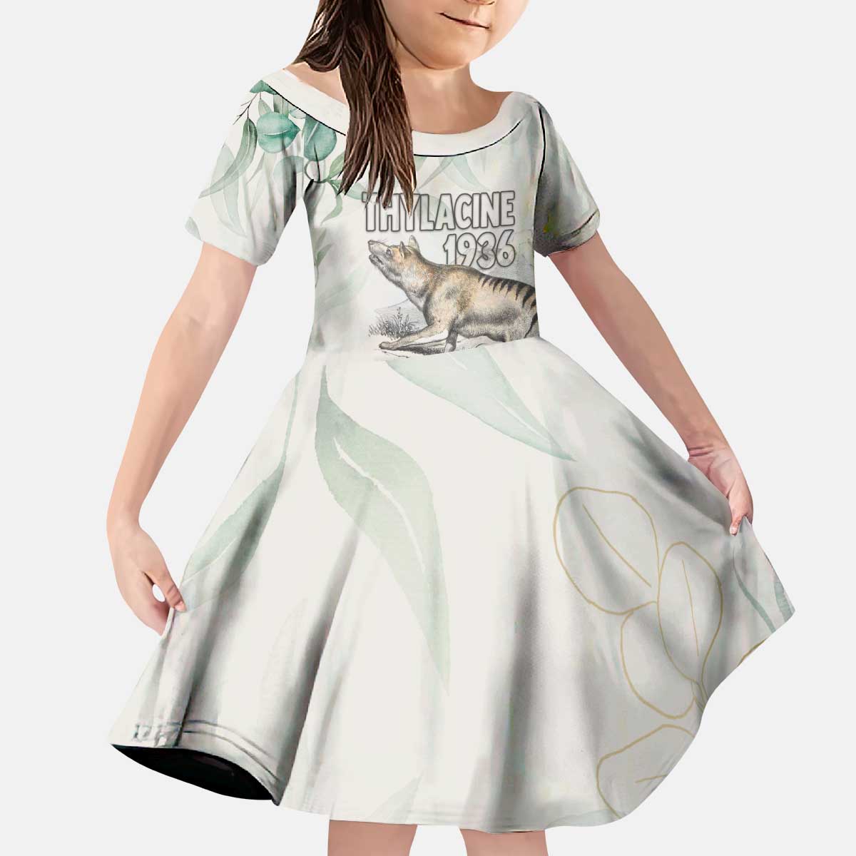 Australia Tasmanian Tiger Kid Short Sleeve Dress Memorial 1936 Thylacine - Aussie Hoodie
