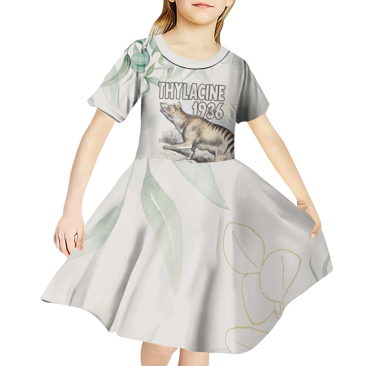 Australia Tasmanian Tiger Kid Short Sleeve Dress Memorial 1936 Thylacine - Aussie Hoodie