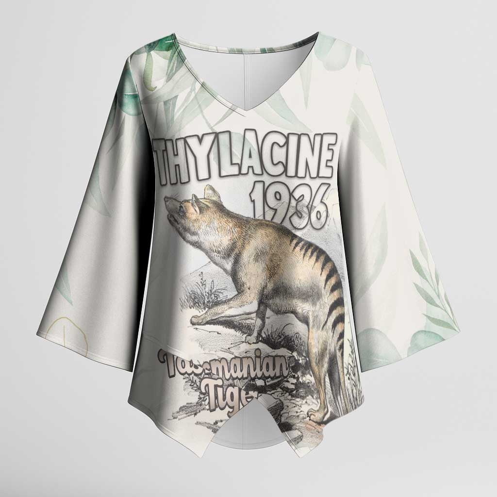 Australia Tasmanian Tiger Kimono Sleeve Blouse Memorial 1936 Thylacine - Aussie Hoodie