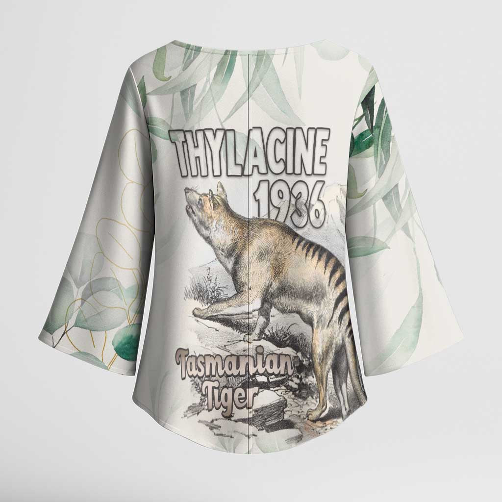 Australia Tasmanian Tiger Kimono Sleeve Blouse Memorial 1936 Thylacine - Aussie Hoodie