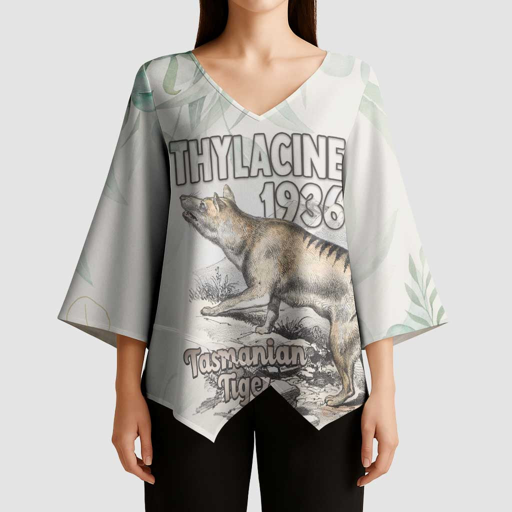 Australia Tasmanian Tiger Kimono Sleeve Blouse Memorial 1936 Thylacine - Aussie Hoodie