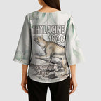 Australia Tasmanian Tiger Kimono Sleeve Blouse Memorial 1936 Thylacine - Aussie Hoodie