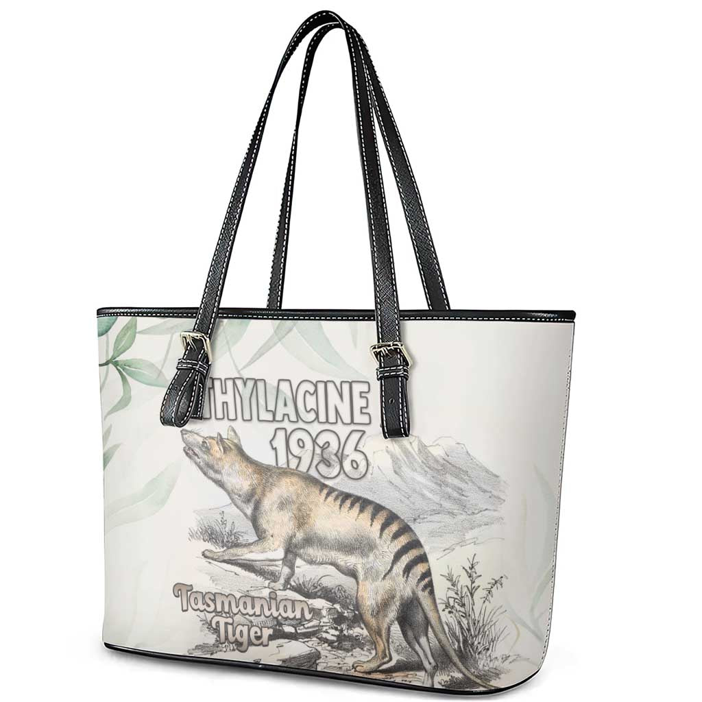 Australia Tasmanian Tiger Leather Tote Bag Memorial 1936 Thylacine - Aussie Hoodie