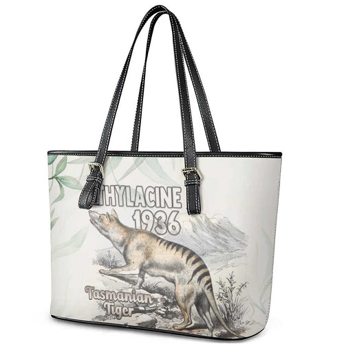 Australia Tasmanian Tiger Leather Tote Bag Memorial 1936 Thylacine - Aussie Hoodie