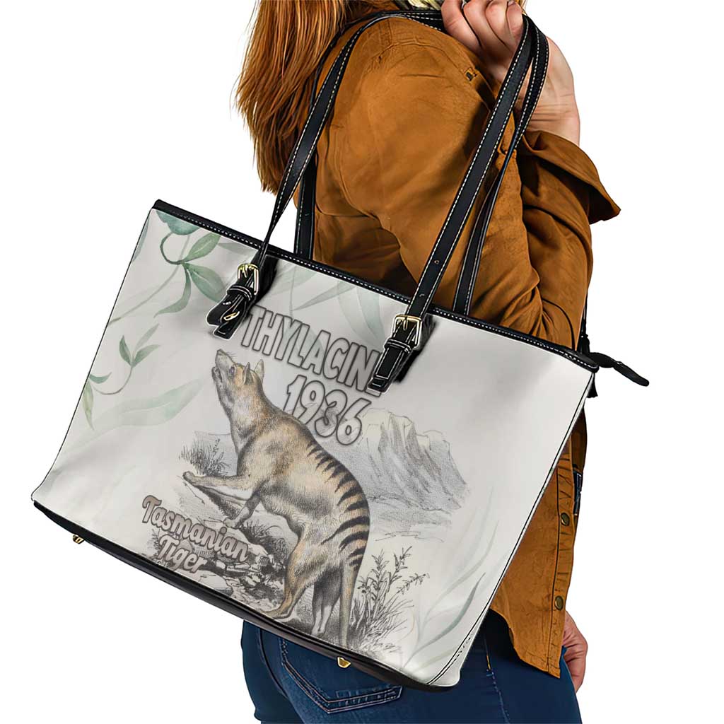 Australia Tasmanian Tiger Leather Tote Bag Memorial 1936 Thylacine - Aussie Hoodie