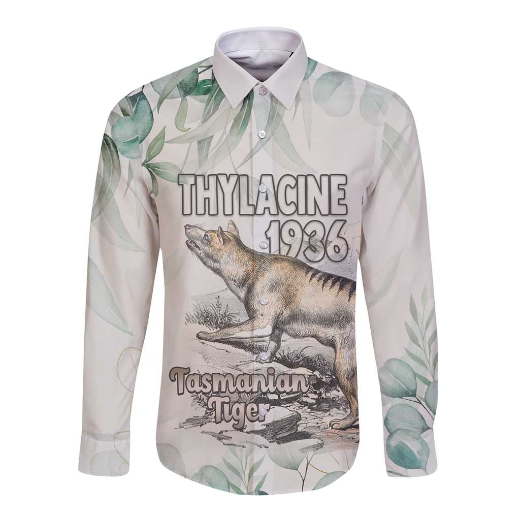Australia Tasmanian Tiger Long Sleeve Button Shirt Memorial 1936 Thylacine - Aussie Hoodie