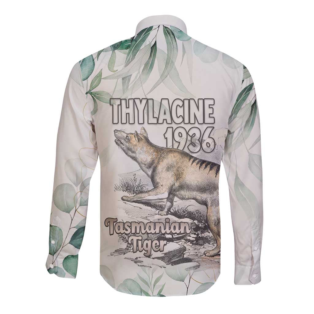 Australia Tasmanian Tiger Long Sleeve Button Shirt Memorial 1936 Thylacine - Aussie Hoodie