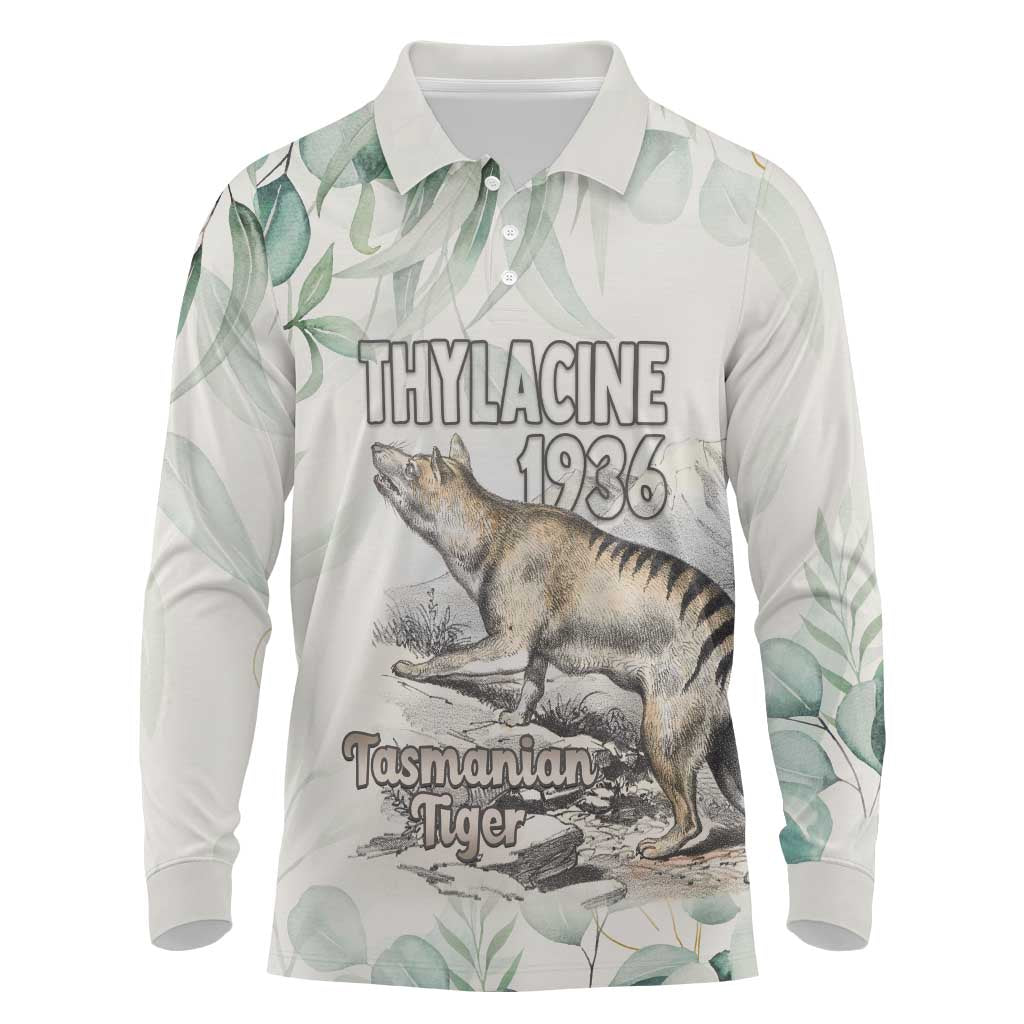 Australia Tasmanian Tiger Long Sleeve Polo Shirt Memorial 1936 Thylacine - Aussie Hoodie