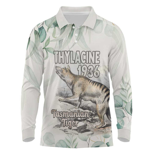 Australia Tasmanian Tiger Long Sleeve Polo Shirt Memorial 1936 Thylacine - Aussie Hoodie