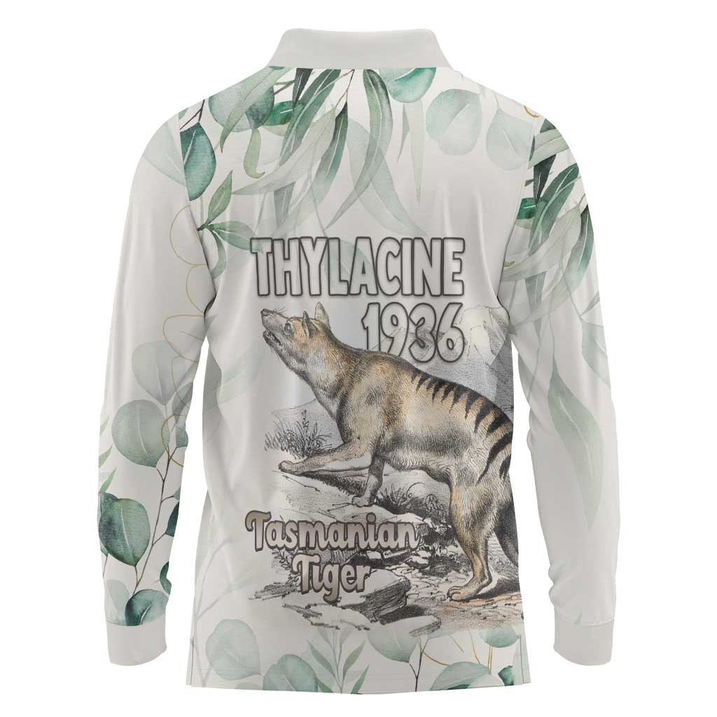 Australia Tasmanian Tiger Long Sleeve Polo Shirt Memorial 1936 Thylacine - Aussie Hoodie