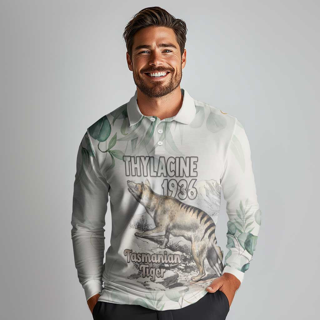 Australia Tasmanian Tiger Long Sleeve Polo Shirt Memorial 1936 Thylacine - Aussie Hoodie