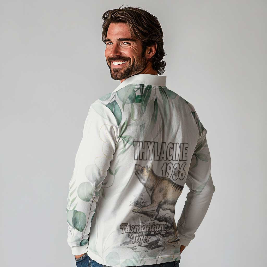 Australia Tasmanian Tiger Long Sleeve Polo Shirt Memorial 1936 Thylacine - Aussie Hoodie