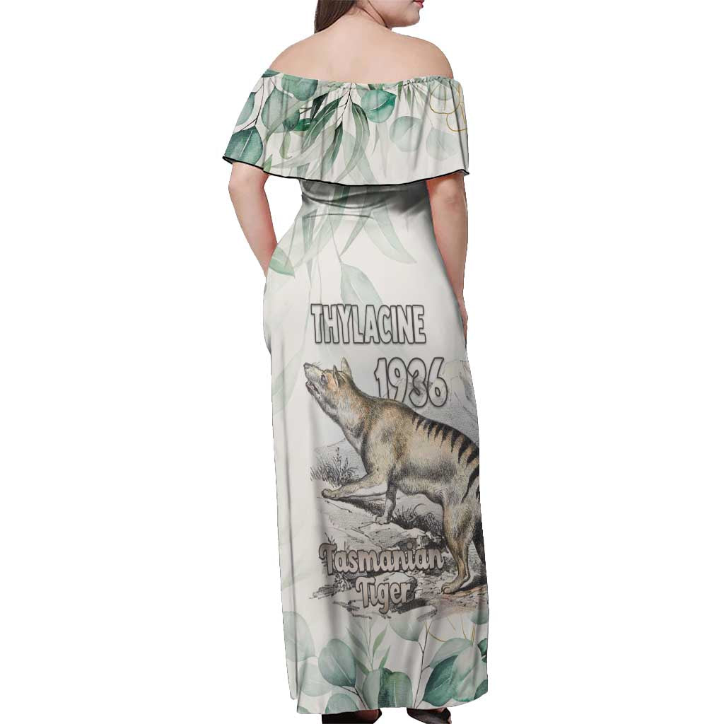 Australia Tasmanian Tiger Off Shoulder Maxi Dress Memorial 1936 Thylacine - Aussie Hoodie