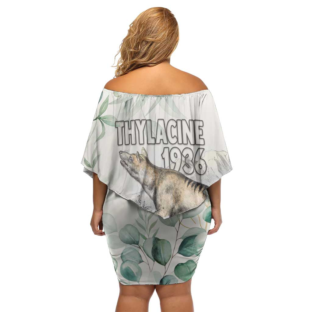 Australia Tasmanian Tiger Off Shoulder Short Dress Memorial 1936 Thylacine - Aussie Hoodie