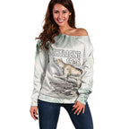 Australia Tasmanian Tiger Off Shoulder Sweater Memorial 1936 Thylacine - Aussie Hoodie