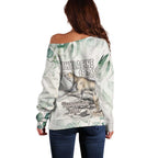 Australia Tasmanian Tiger Off Shoulder Sweater Memorial 1936 Thylacine - Aussie Hoodie