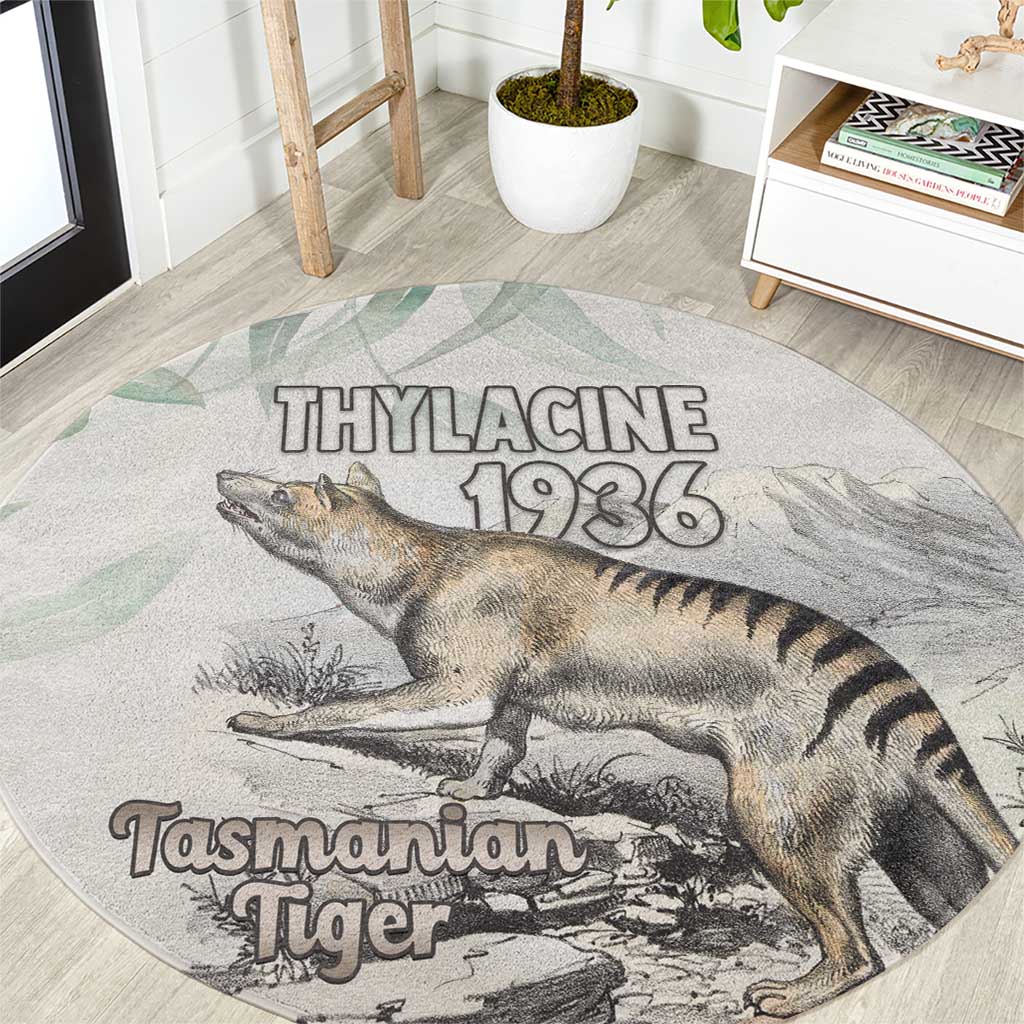 Australia Tasmanian Tiger Round Carpet Memorial 1936 Thylacine - Aussie Hoodie