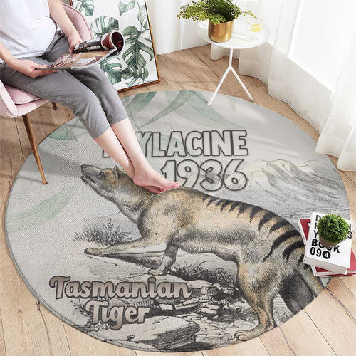 Australia Tasmanian Tiger Round Carpet Memorial 1936 Thylacine - Aussie Hoodie