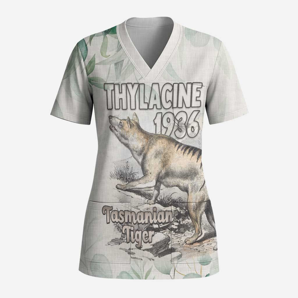 Australia Tasmanian Tiger Scrub Top Memorial 1936 Thylacine - Aussie Hoodie