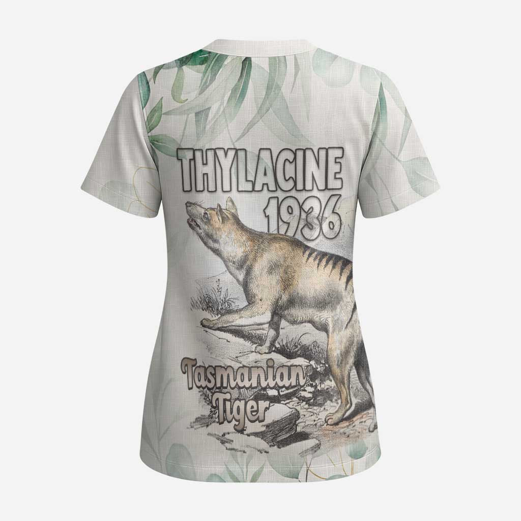 Australia Tasmanian Tiger Scrub Top Memorial 1936 Thylacine - Aussie Hoodie