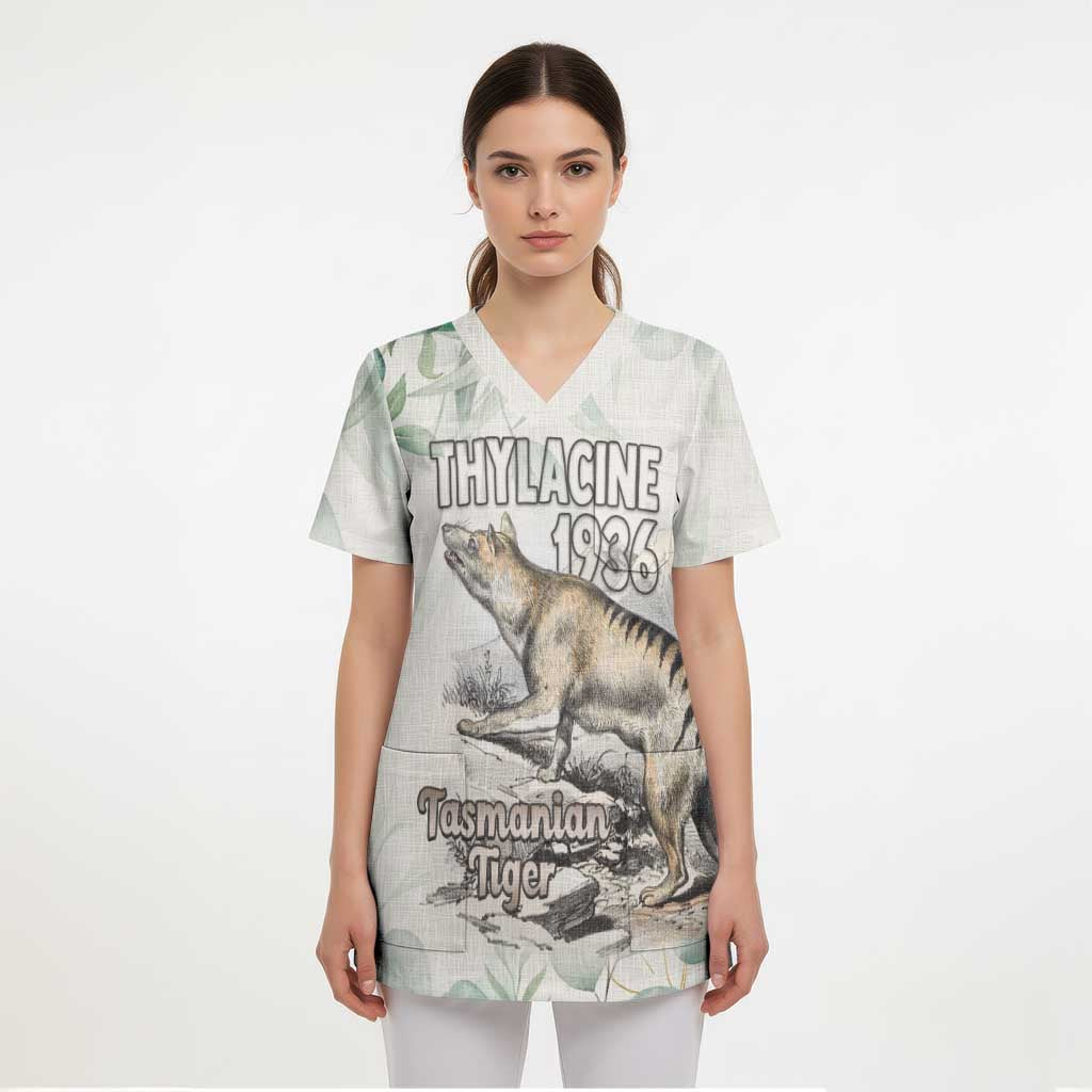 Australia Tasmanian Tiger Scrub Top Memorial 1936 Thylacine - Aussie Hoodie