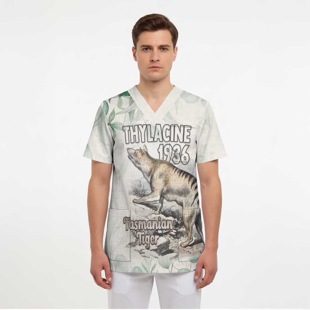 Australia Tasmanian Tiger Scrub Top Memorial 1936 Thylacine - Aussie Hoodie