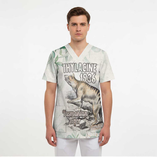 Australia Tasmanian Tiger Scrub Top Memorial 1936 Thylacine - Aussie Hoodie