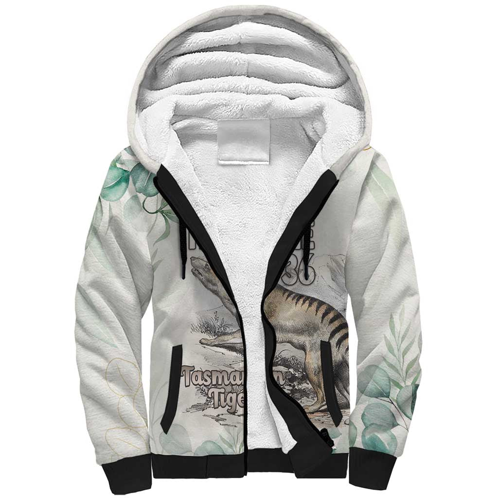 Australia Tasmanian Tiger Sherpa Hoodie Memorial 1936 Thylacine - Aussie Hoodie