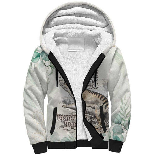 Australia Tasmanian Tiger Sherpa Hoodie Memorial 1936 Thylacine - Aussie Hoodie