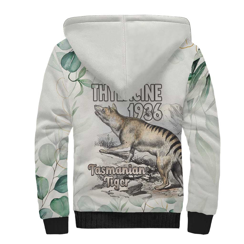 Australia Tasmanian Tiger Sherpa Hoodie Memorial 1936 Thylacine - Aussie Hoodie
