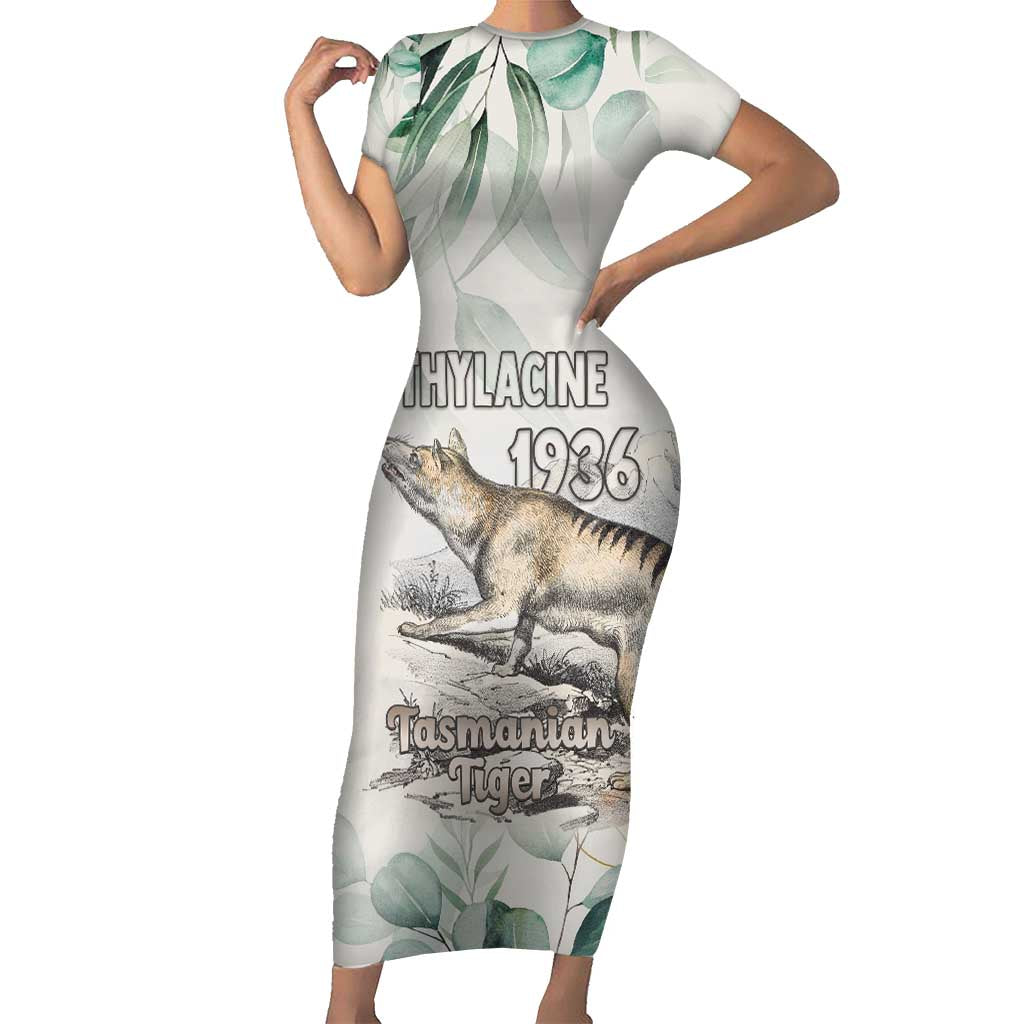 Australia Tasmanian Tiger Short Sleeve Bodycon Dress Memorial 1936 Thylacine - Aussie Hoodie
