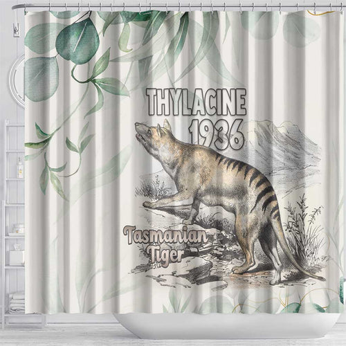 Australia Tasmanian Tiger Shower Curtain Memorial 1936 Thylacine - Aussie Hoodie