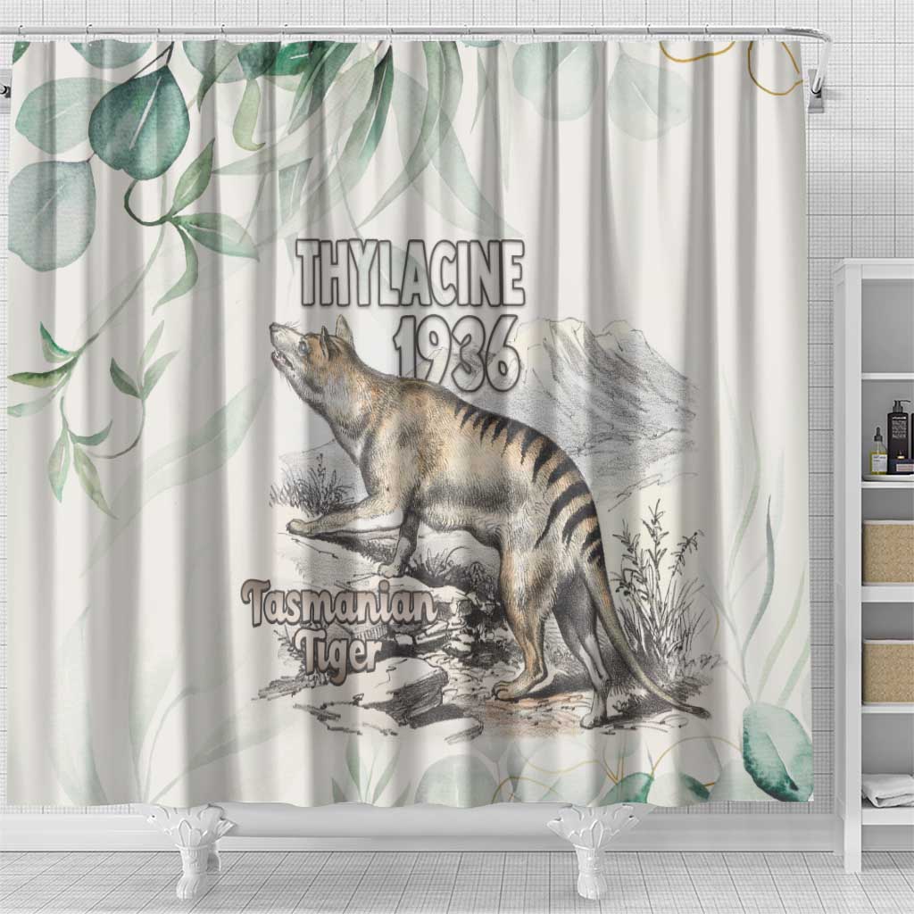 Australia Tasmanian Tiger Shower Curtain Memorial 1936 Thylacine - Aussie Hoodie