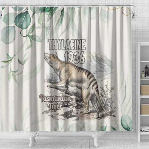 Australia Tasmanian Tiger Shower Curtain Memorial 1936 Thylacine - Aussie Hoodie