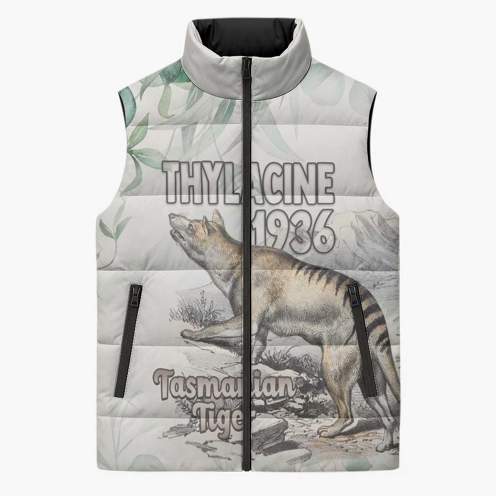 Australia Tasmanian Tiger Sleeveless Puffer Jacket Memorial 1936 Thylacine - Aussie Hoodie