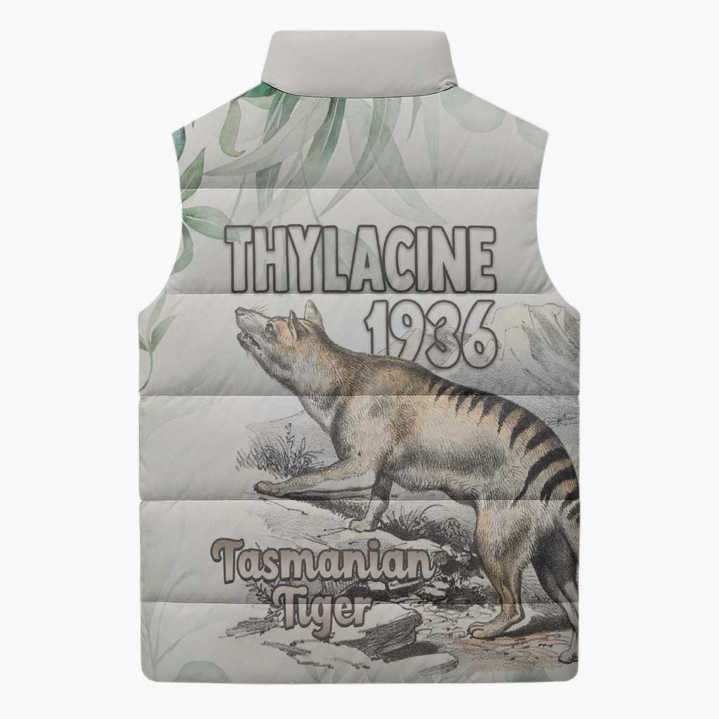 Australia Tasmanian Tiger Sleeveless Puffer Jacket Memorial 1936 Thylacine - Aussie Hoodie