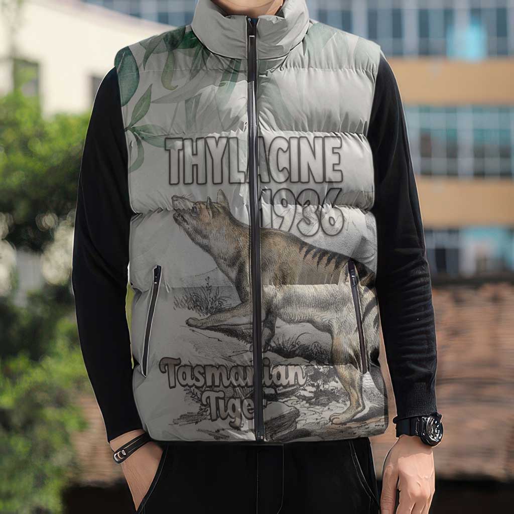 Australia Tasmanian Tiger Sleeveless Puffer Jacket Memorial 1936 Thylacine - Aussie Hoodie