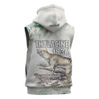 Australia Tasmanian Tiger Sleeveless Zip Hoodie Memorial 1936 Thylacine LT14