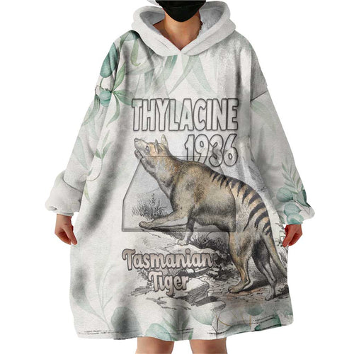 Australia Tasmanian Tiger Wearable Blanket Hoodie Memorial 1936 Thylacine - Aussie Hoodie