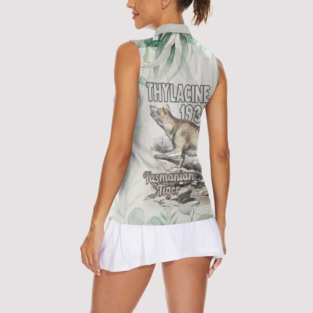 Australia Tasmanian Tiger Women Sleeveless Polo Shirt Memorial 1936 Thylacine - Aussie Hoodie