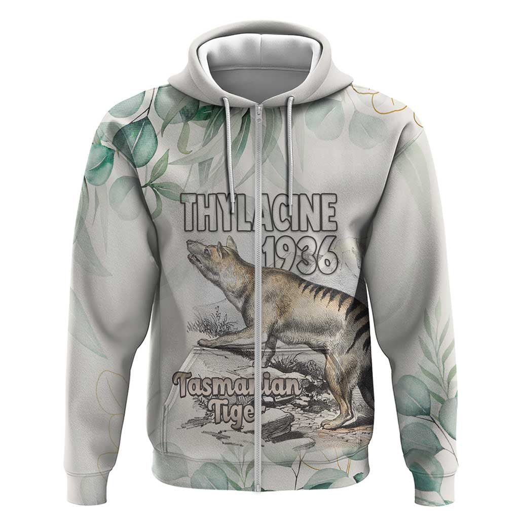 Australia Tasmanian Tiger Zip Hoodie Memorial 1936 Thylacine - Aussie Hoodie