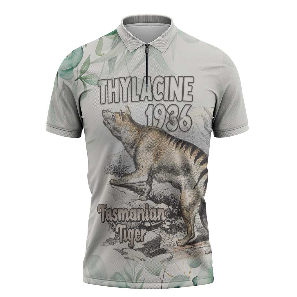Australia Tasmanian Tiger Zipper Polo Shirt Memorial 1936 Thylacine - Aussie Hoodie