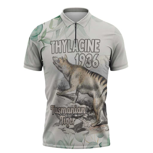 Australia Tasmanian Tiger Zipper Polo Shirt Memorial 1936 Thylacine - Aussie Hoodie